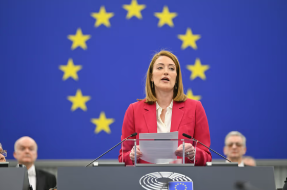 President Roberta Metsola i Europaparlamentet. Her under et møte på den internasjonale kvinnedagen. (Foto: Philippe Stirnweiss)