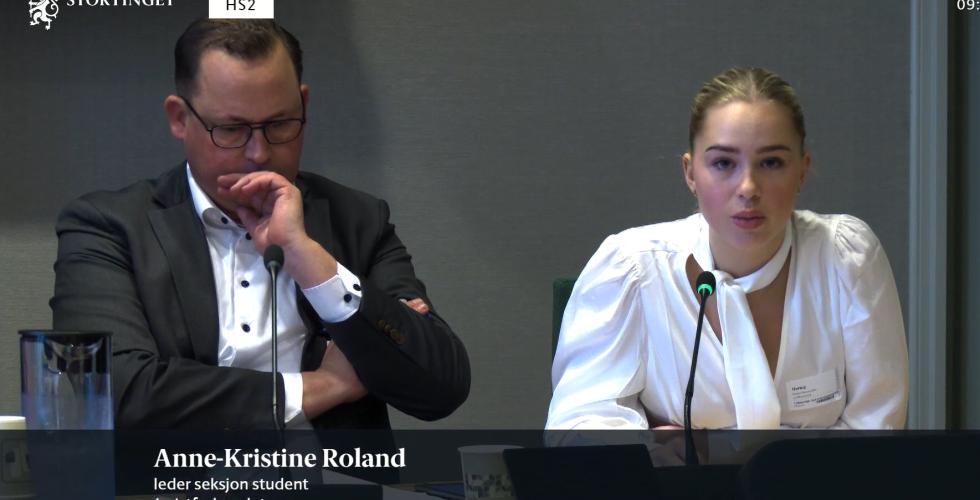 Sverre Bromander og Anne-Kristine Roland (Bilde: Stortingets Nett-TV)